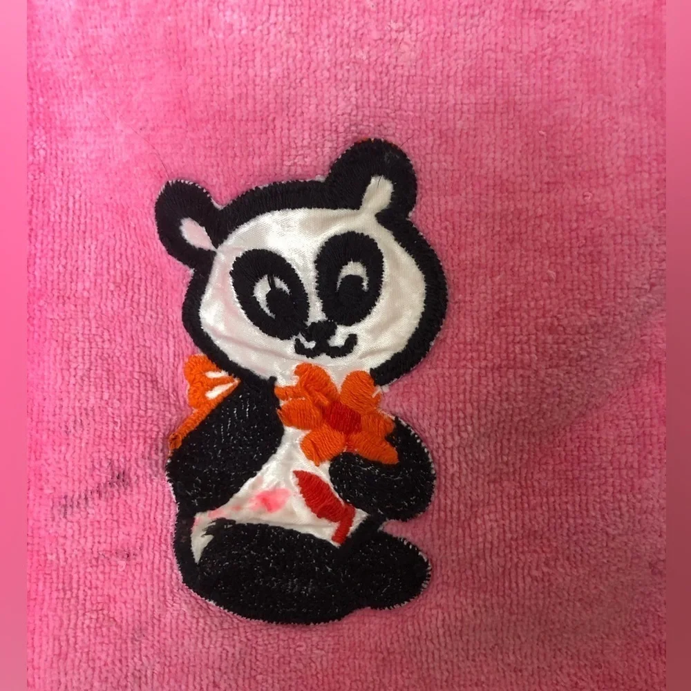 Vintage Pink hand Towel with Panda Design